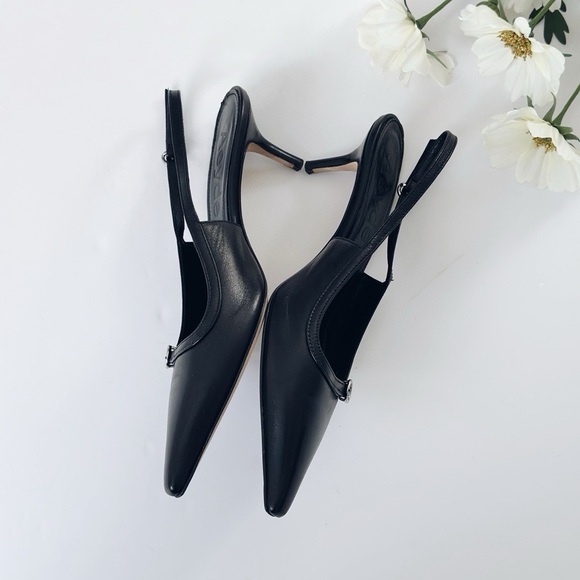 Aeyde Saba Buckled Slingback Heels Black - Picture 5 of 7